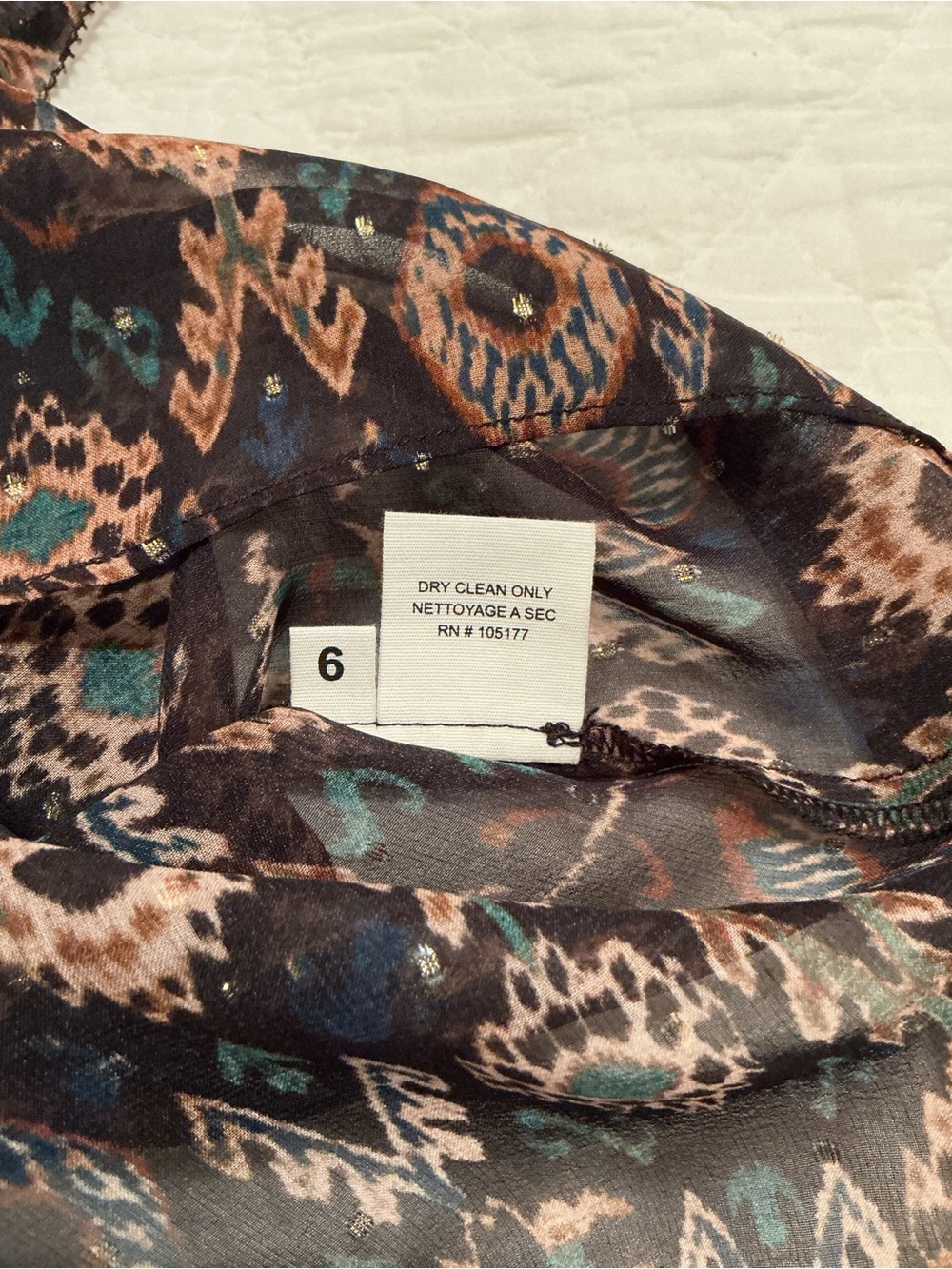 Ulla Johnson Elif Top - Onyx Sheer Silk & Metallic Flutter Sleeve Blouse Size 6 - Picture 12 of 13